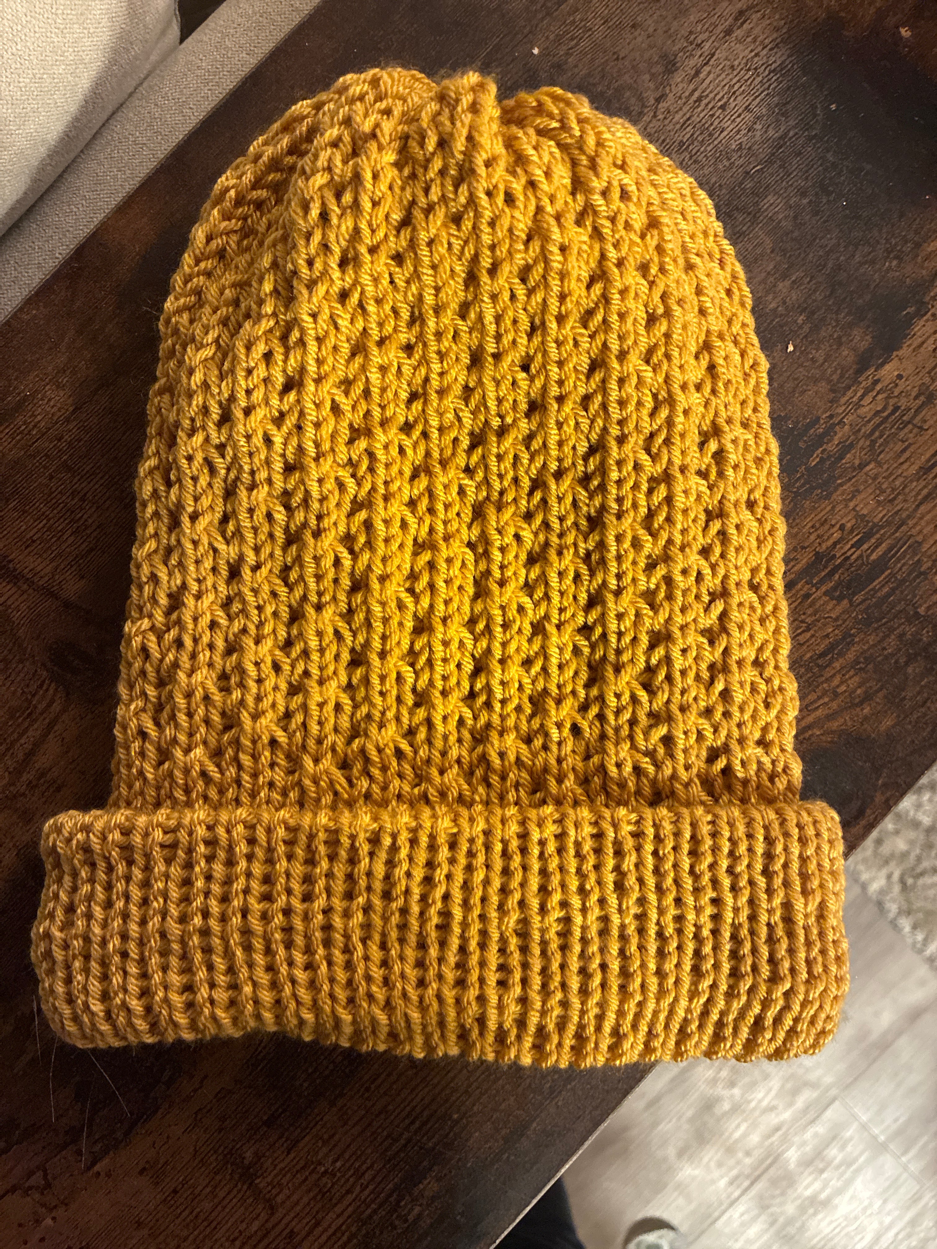 Adult Mustard Diamond Daisy Beanie