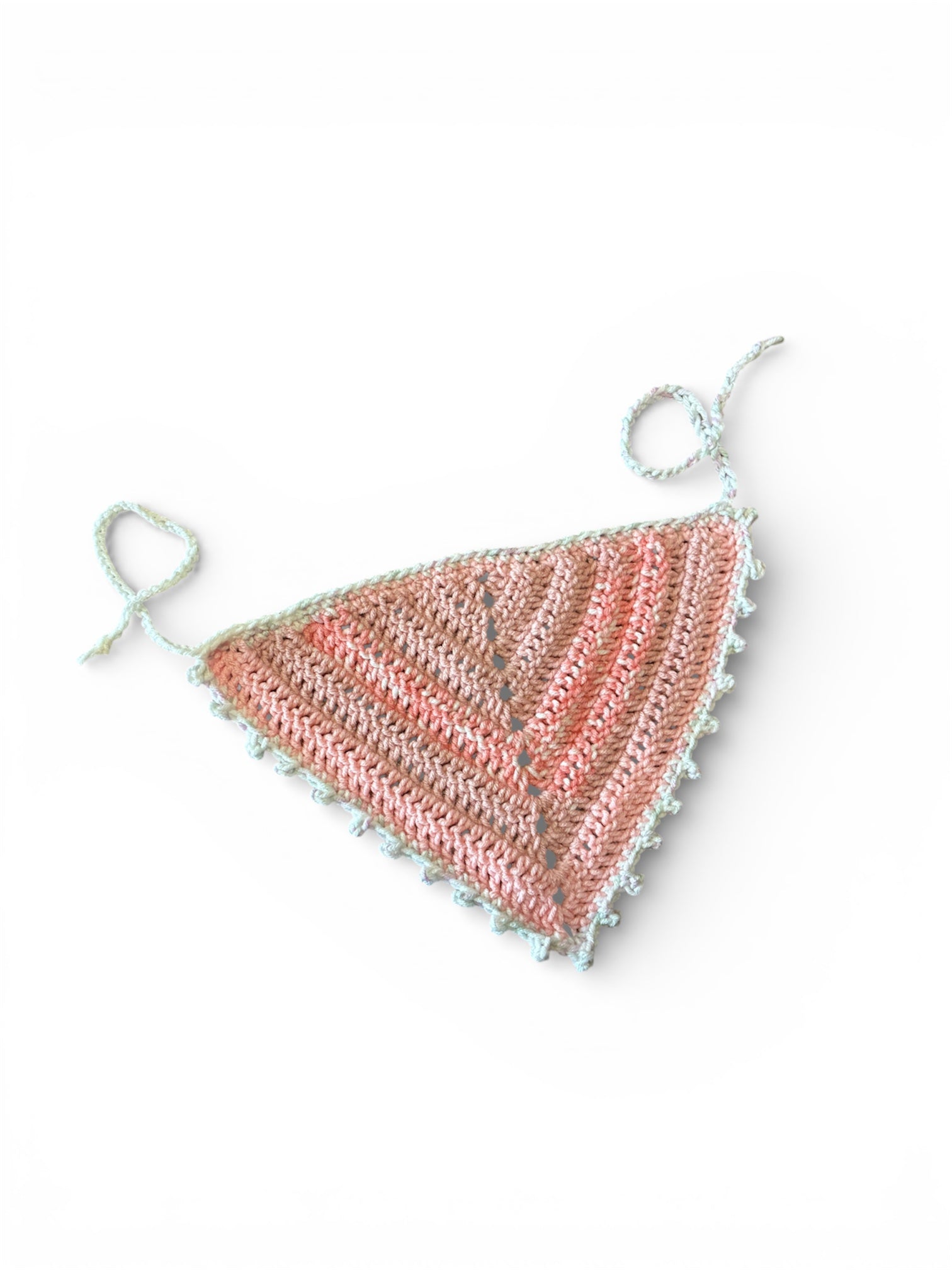 Kids Pink and White Picot Bandana