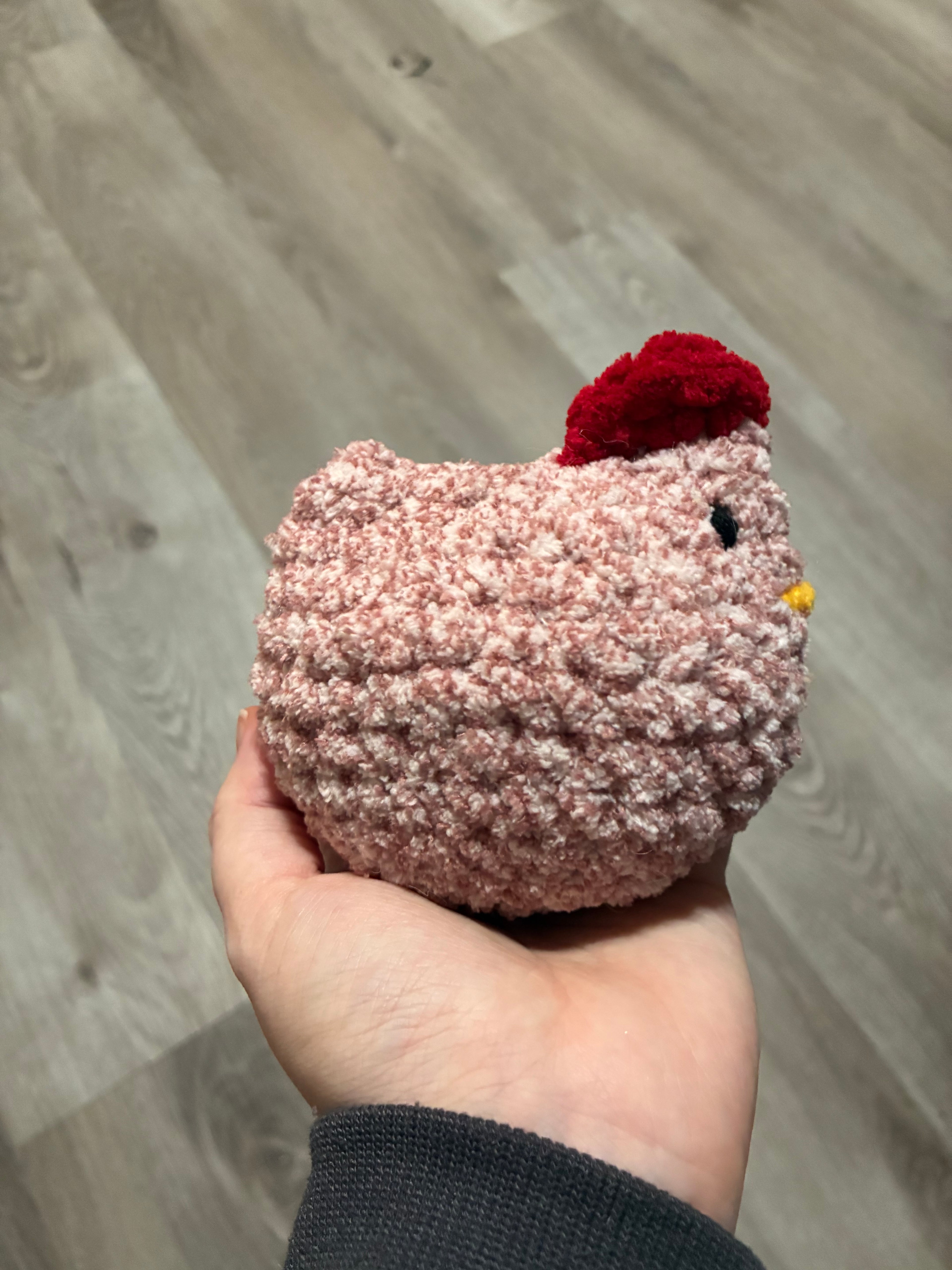 Red Chicken With Embroidered Eyes