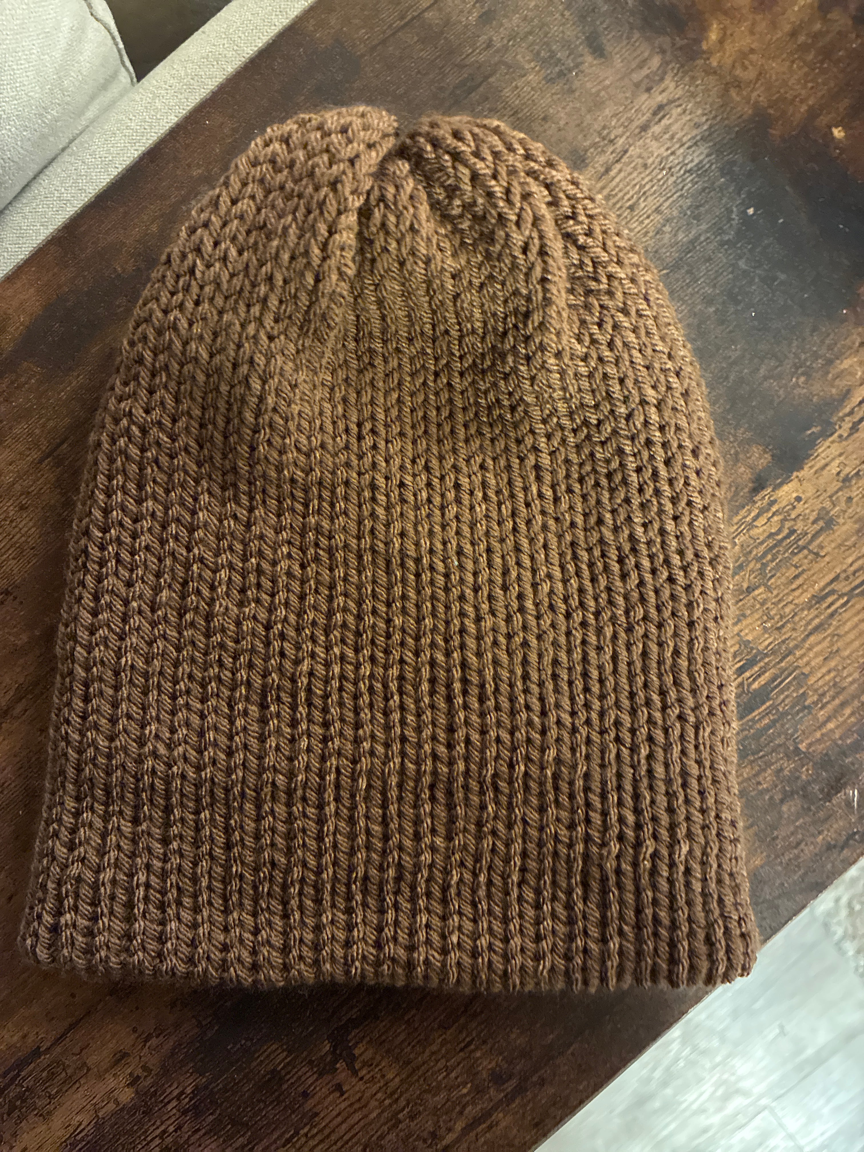 Child Brown Knit Brimless Beanie