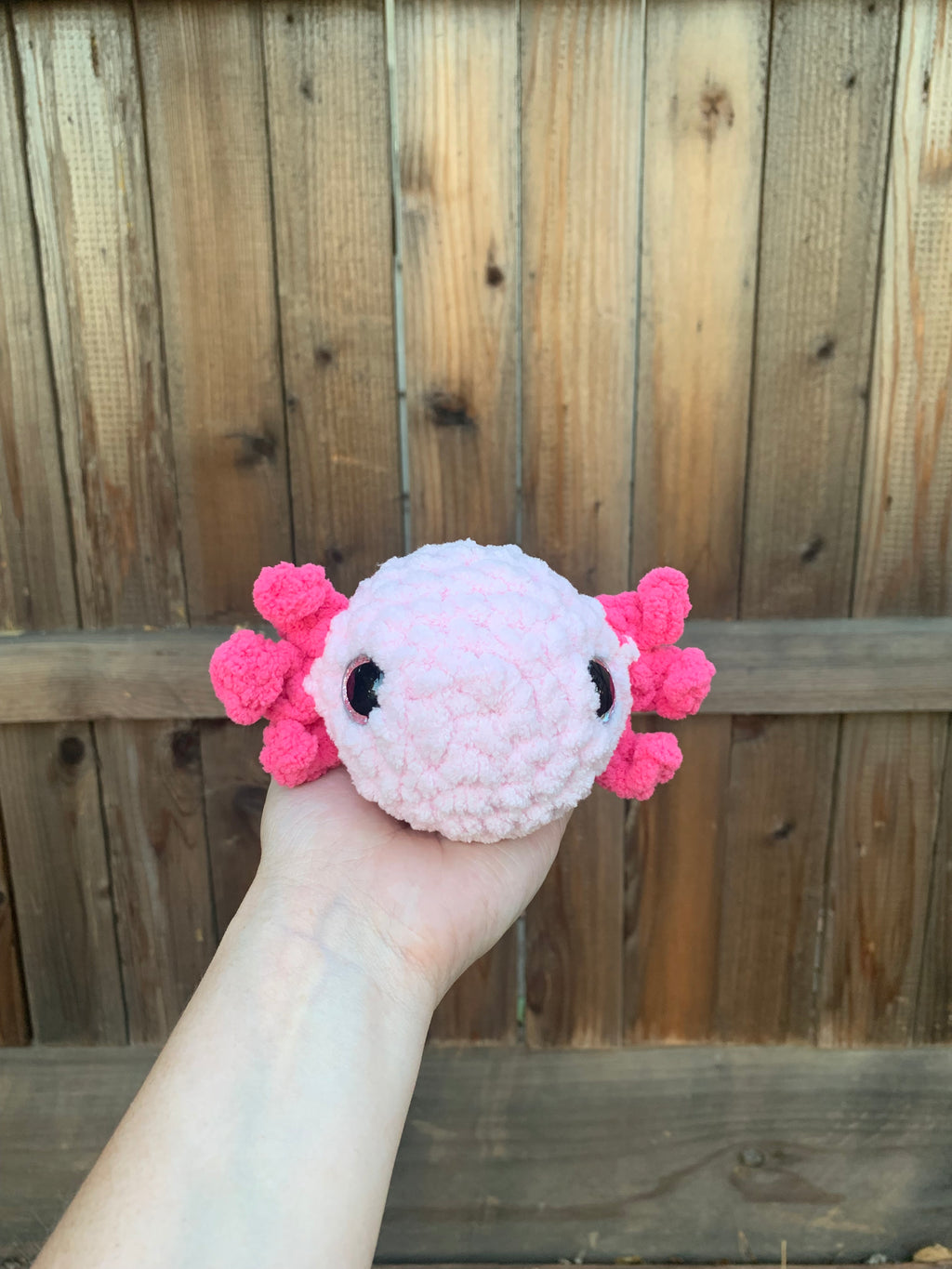 Pink Axolotl with Dark Pink Sparkly Eyes