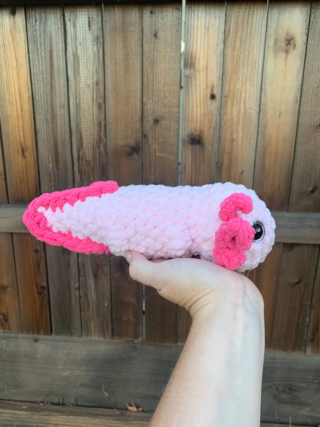 Pink Axolotl with Dark Pink Sparkly Eyes