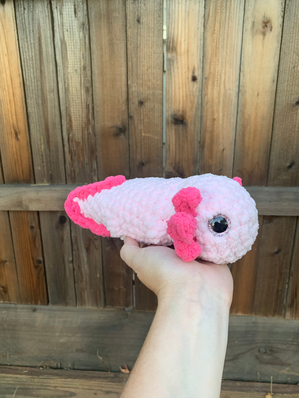Pink Axolotl with Dark Pink Sparkly Eyes