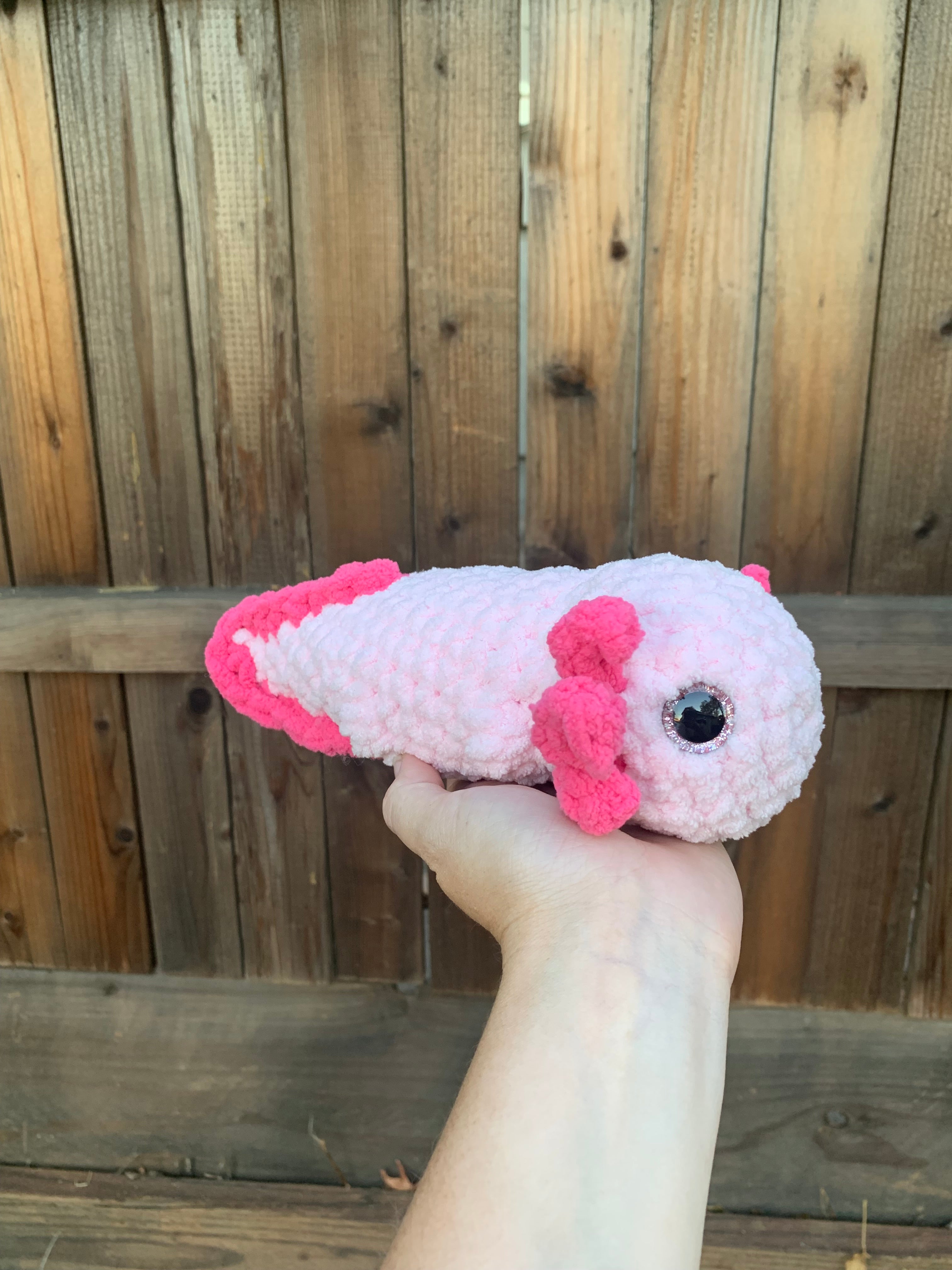 Pink Axolotl with Dark Pink Sparkly Eyes