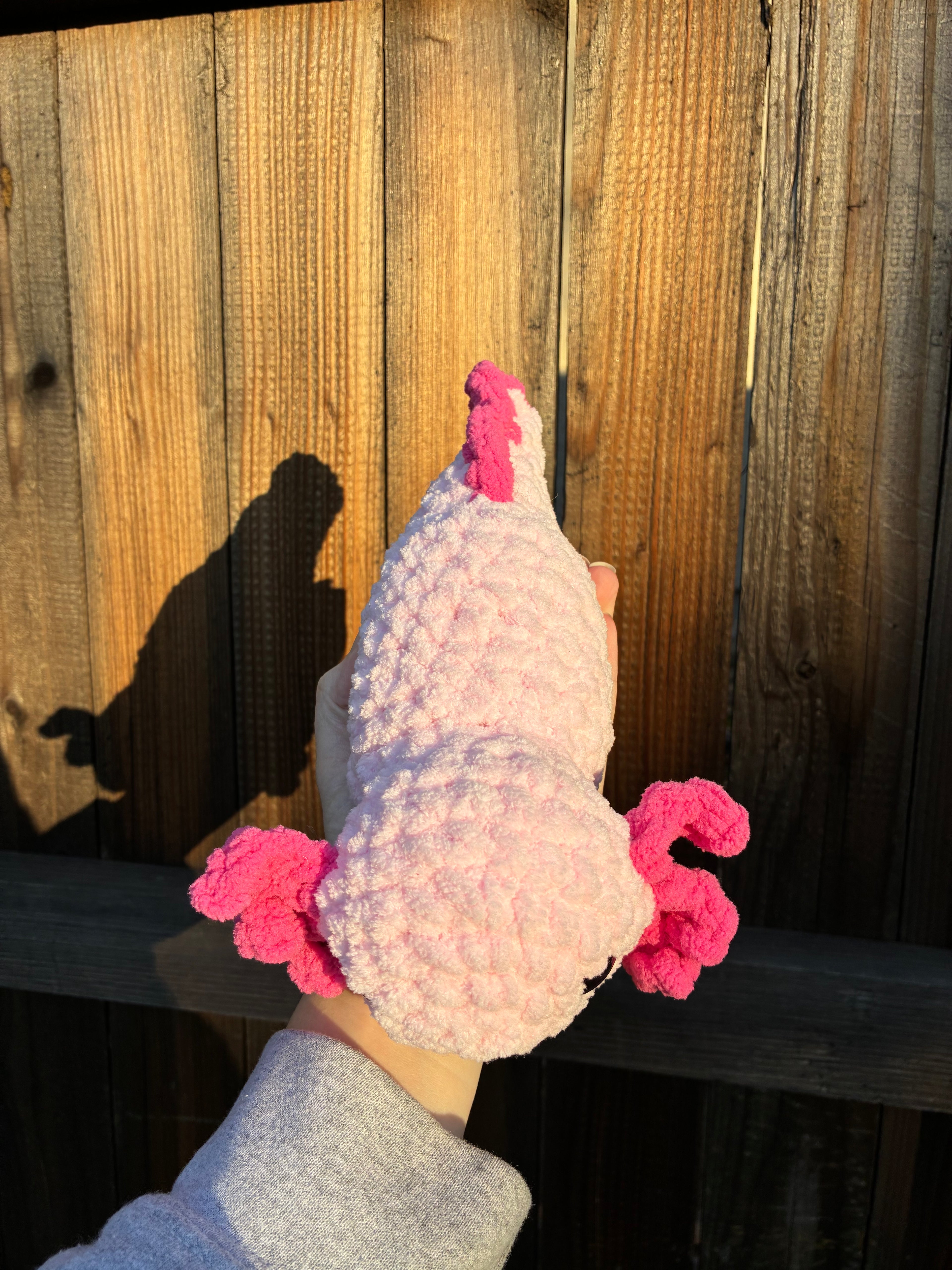 Pink Axolotl with Dark Pink Sparkly Eyes