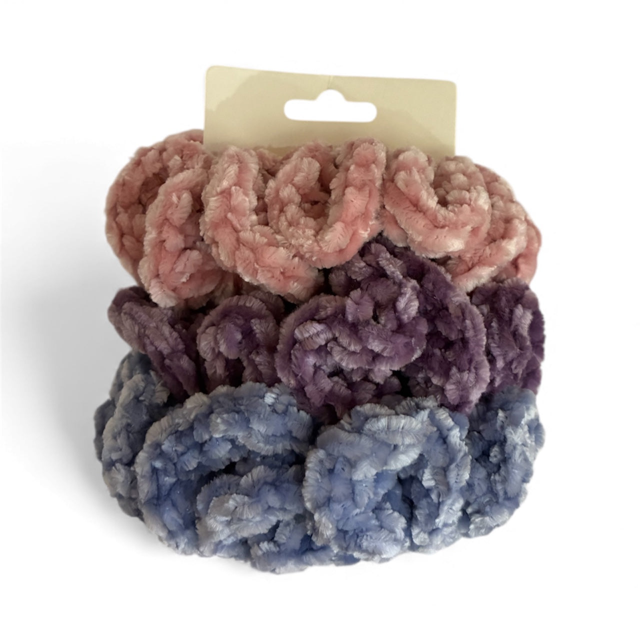 Pink, Purple, and Smoky Blue Scrunchie Set