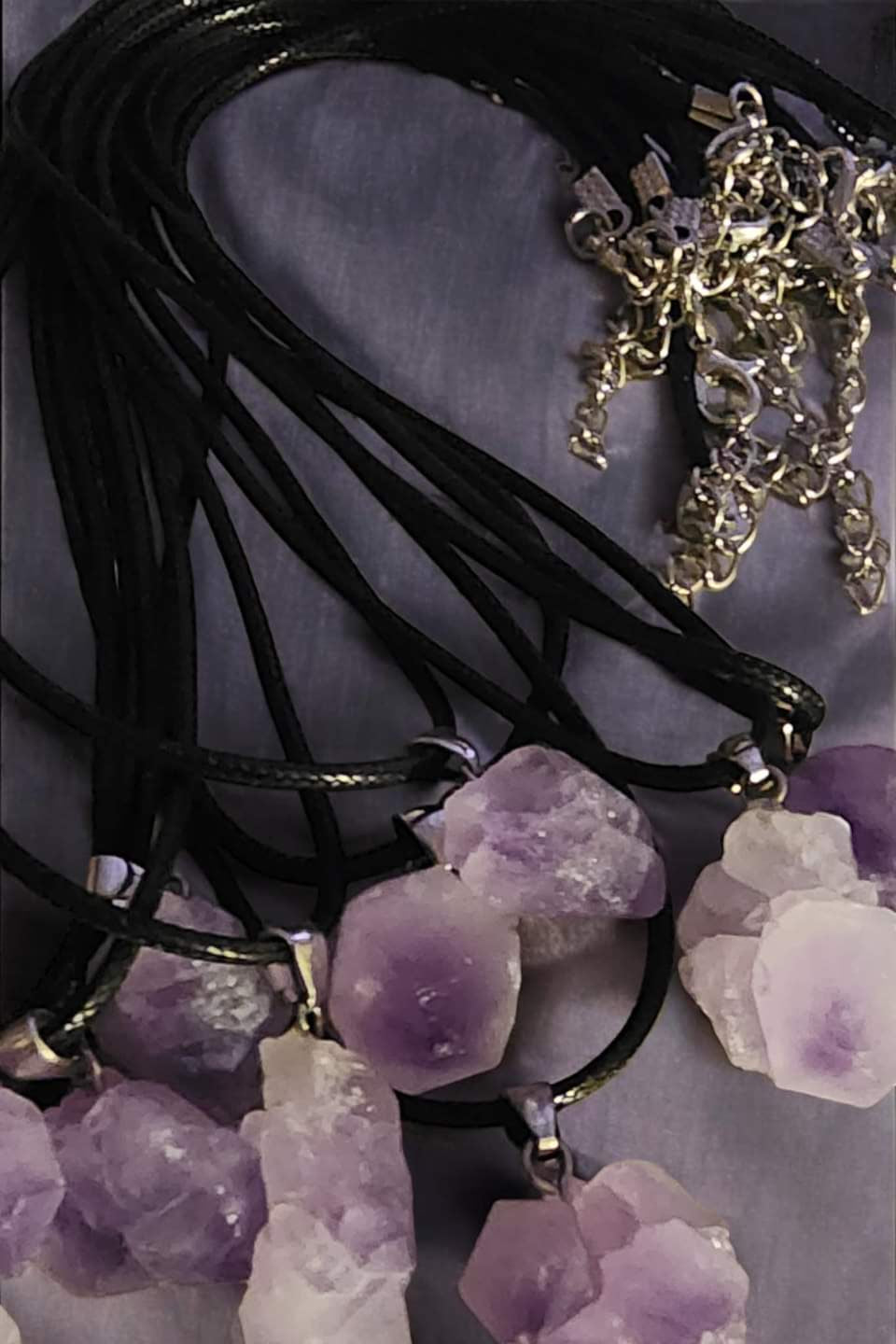 Raw Amythest Necklaces