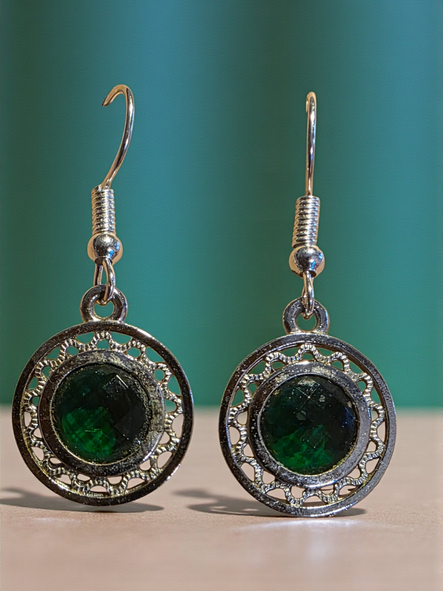 Green and Silver Earrings